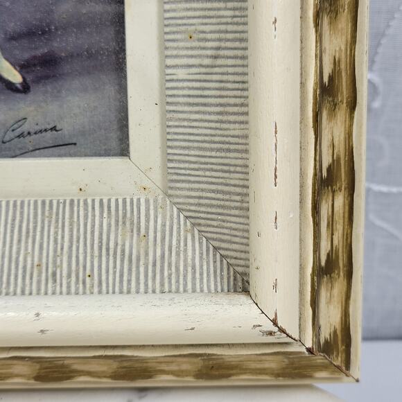 Vtg Carina Ballet Lithograph 11" Handmade Shadow Box Wood Frame Gold Accents MCM - Picture 6 of 16